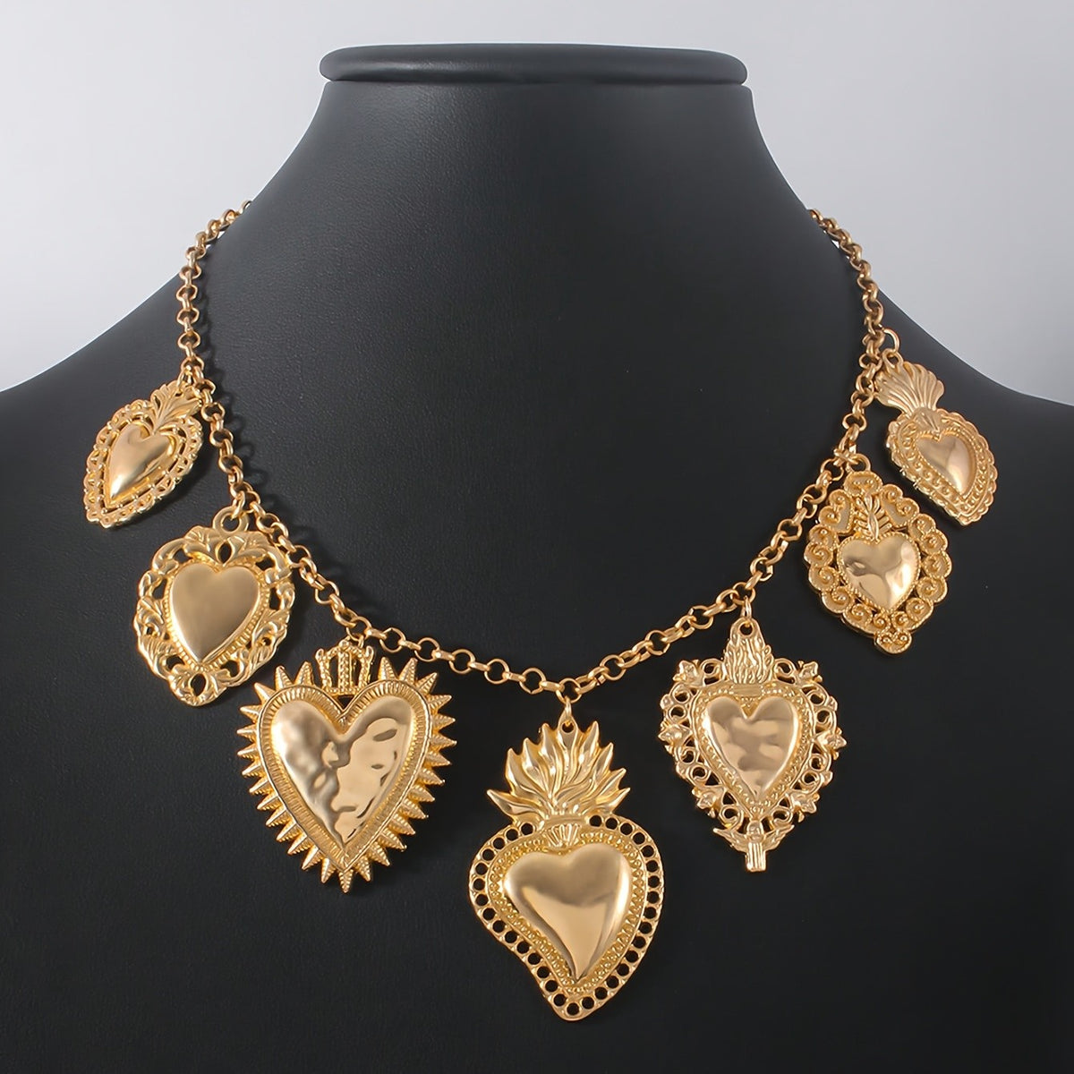 Vintage Inspired Multi Heart Statement Necklace