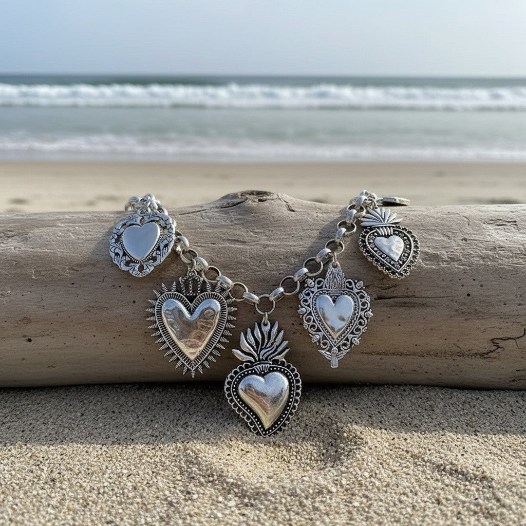 Vintage Inspired Multi Heart Statement Necklace
