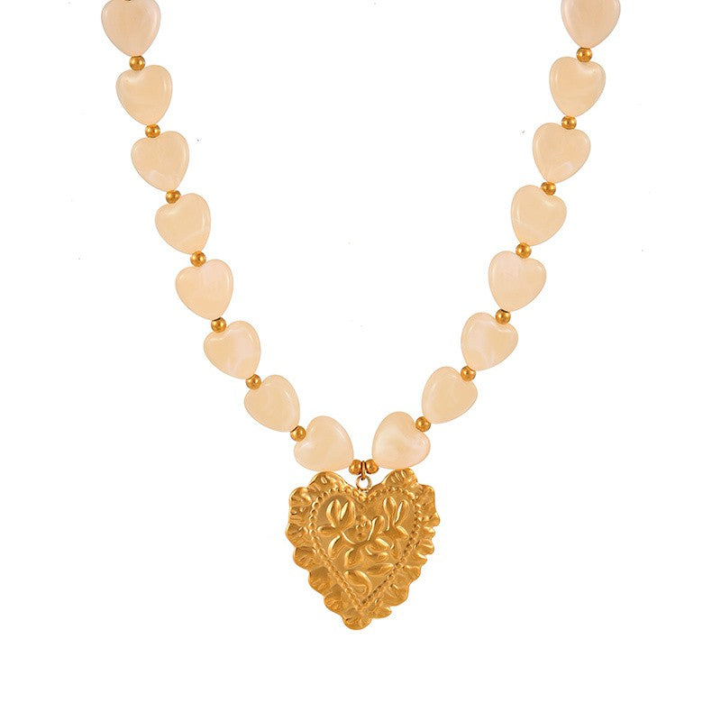 18k Vintage Heart Cross Necklace