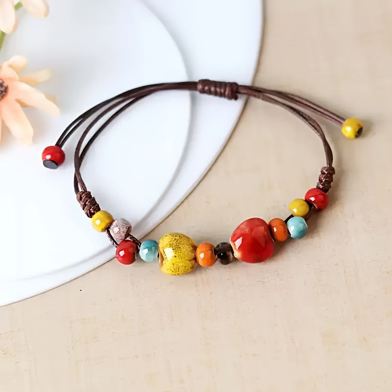 Boho Multi-Color Glazed Ceramic Bracelet