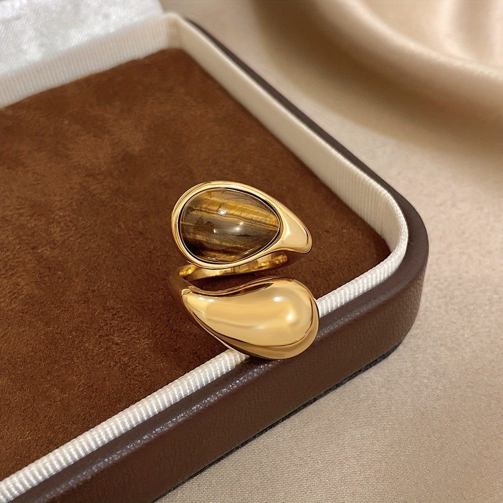 Vintage Tiger Eye Teardrop Ring