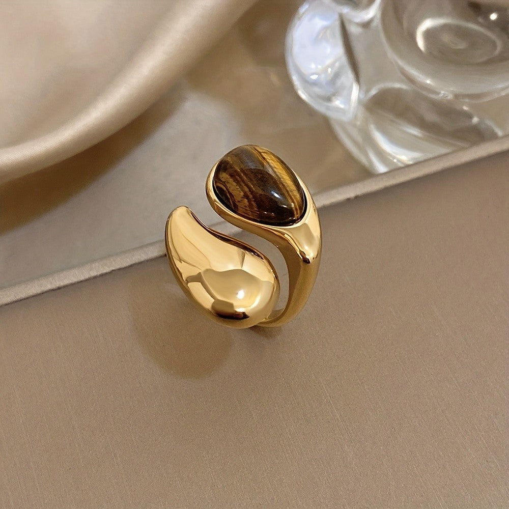 Vintage Tiger Eye Teardrop Ring