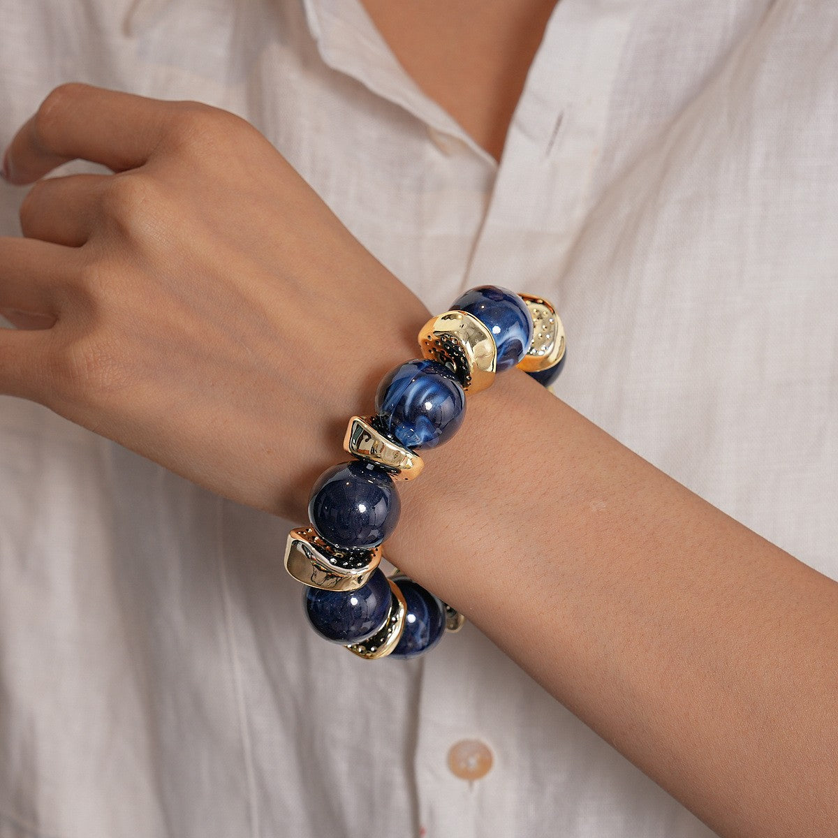 Boho Marbled Bead Bracelet Set