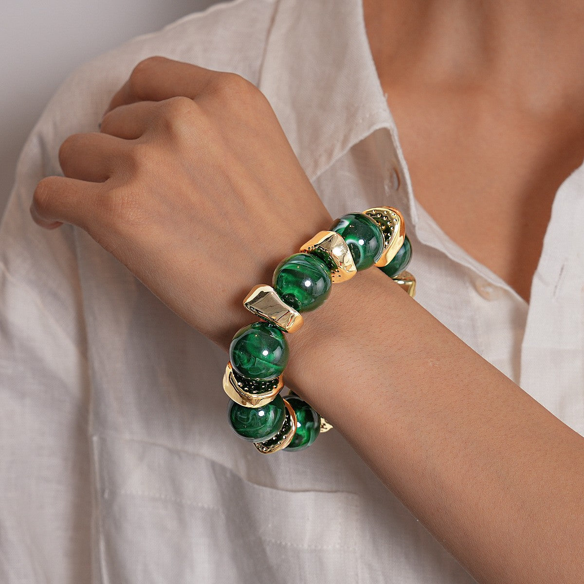 Boho Marbled Bead Bracelet Set