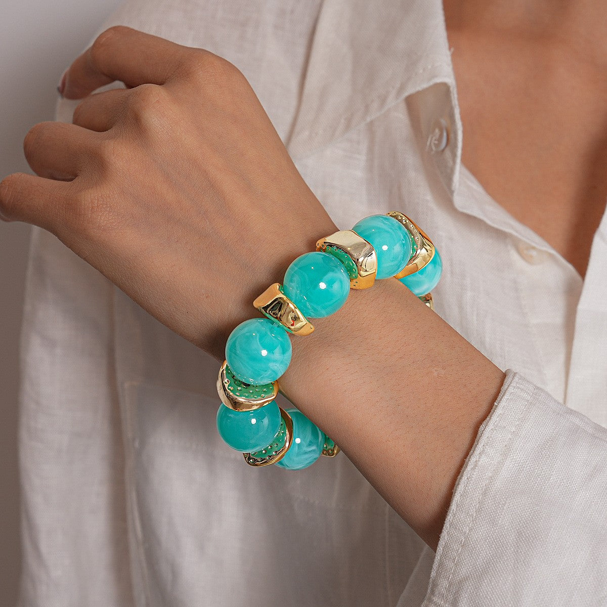 Boho Marbled Bead Bracelet Set