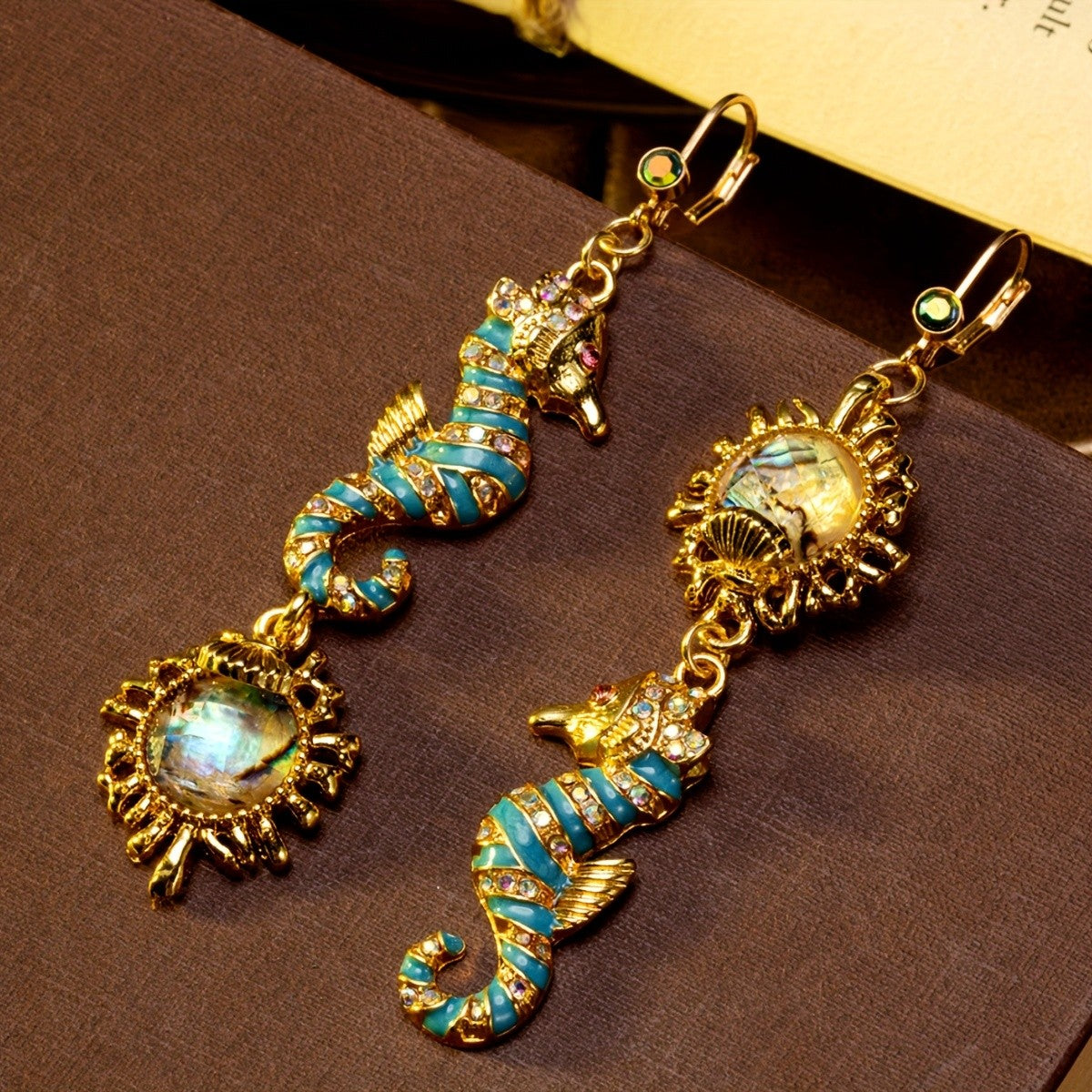 Classy Enamel Seahorse Drop Earrings