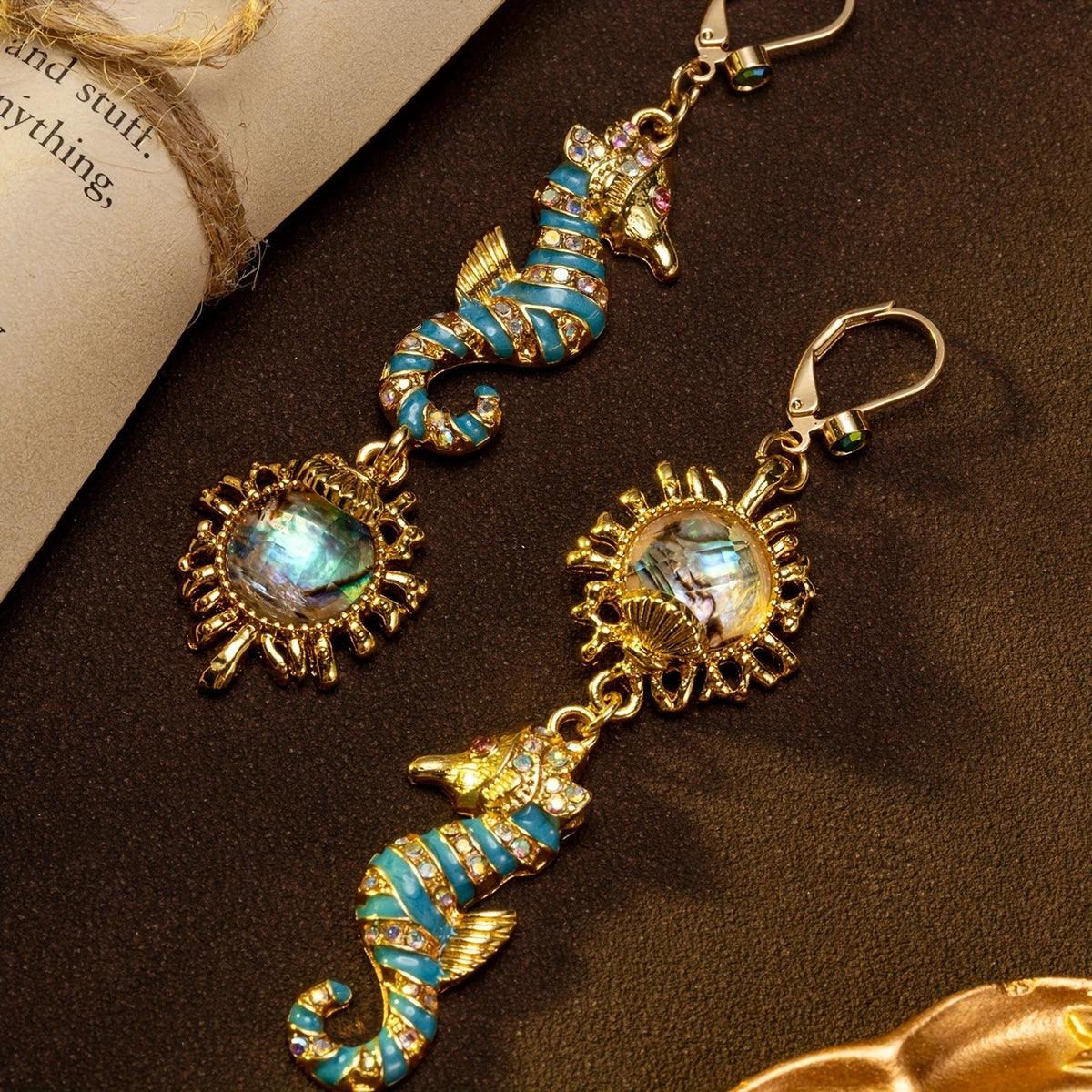 Classy Enamel Seahorse Drop Earrings