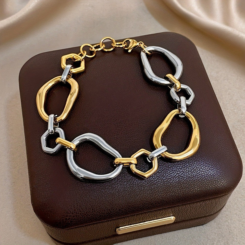 18k Classy Mixed Metal Link Bracelet