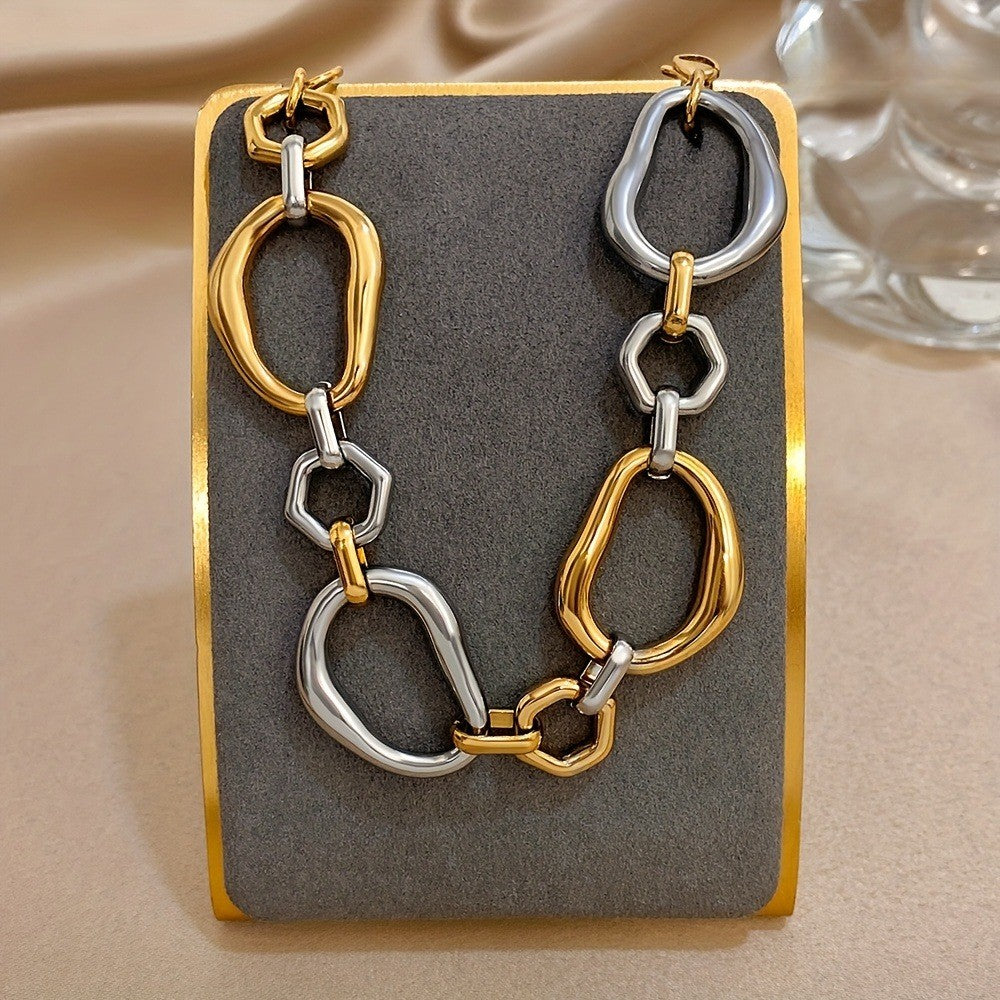 18k Classy Mixed Metal Link Bracelet