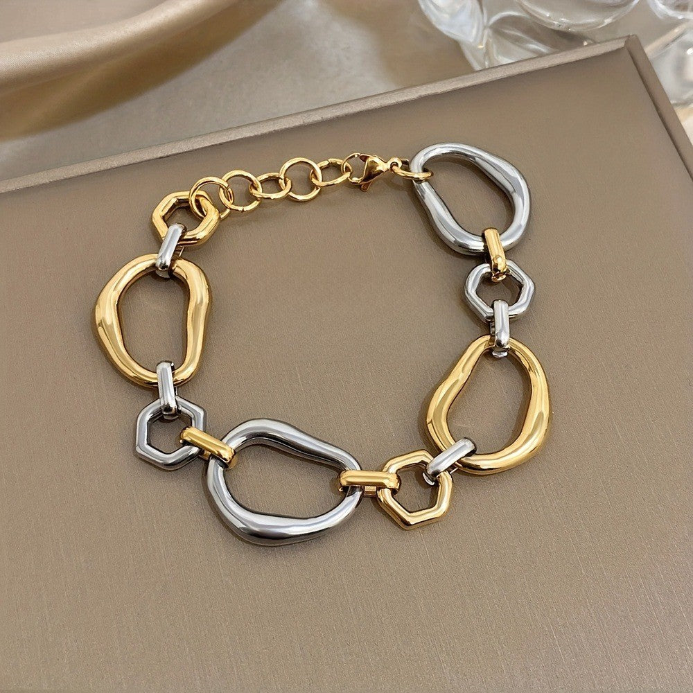 18k Classy Mixed Metal Link Bracelet