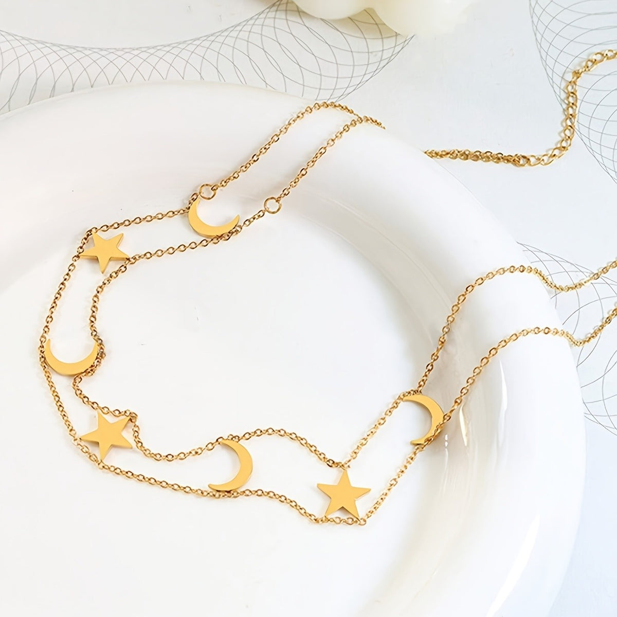 Boho Celestial Star Moon Layered Necklace