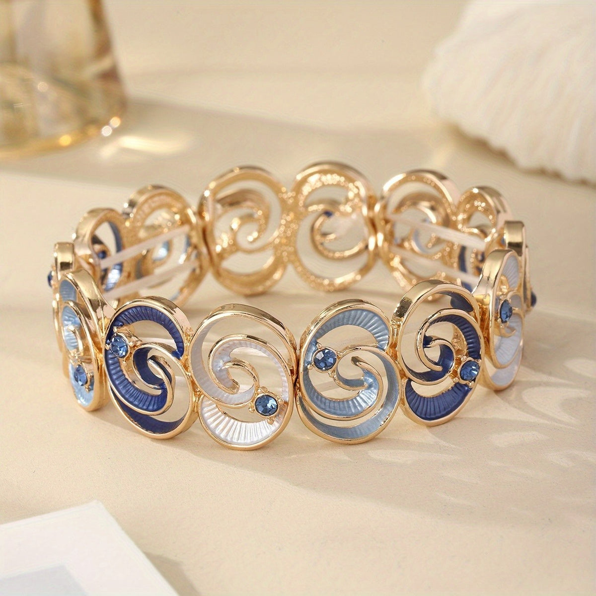 Boho Blue Spiral Stretch Bracelet