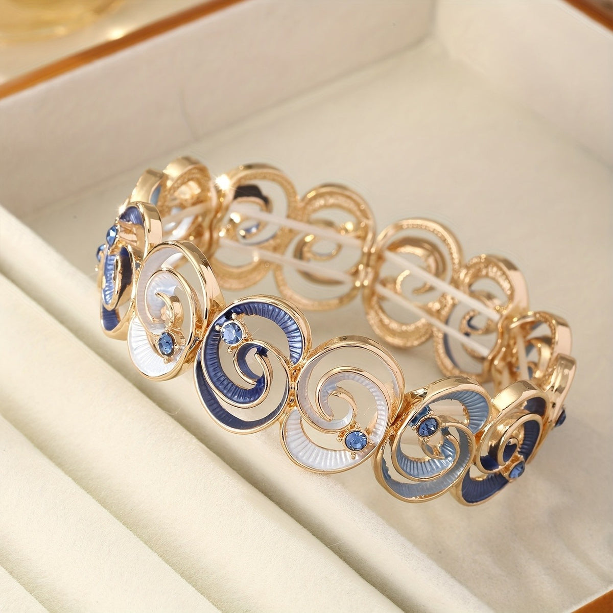 Boho Blue Spiral Stretch Bracelet