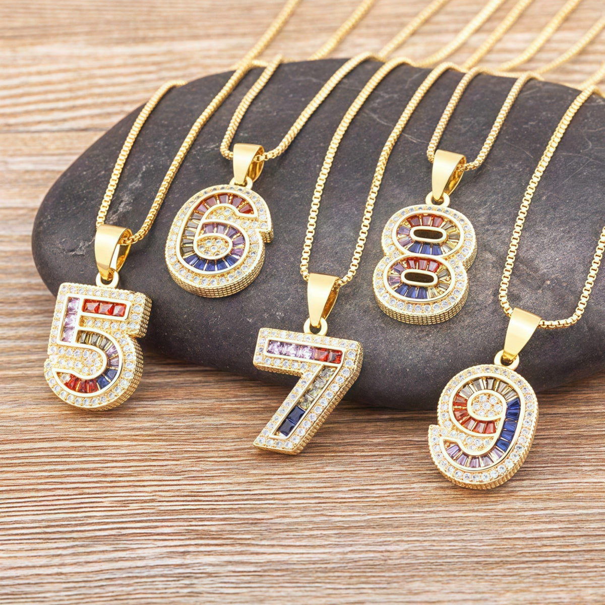 18k Classy Number Pendant Necklace