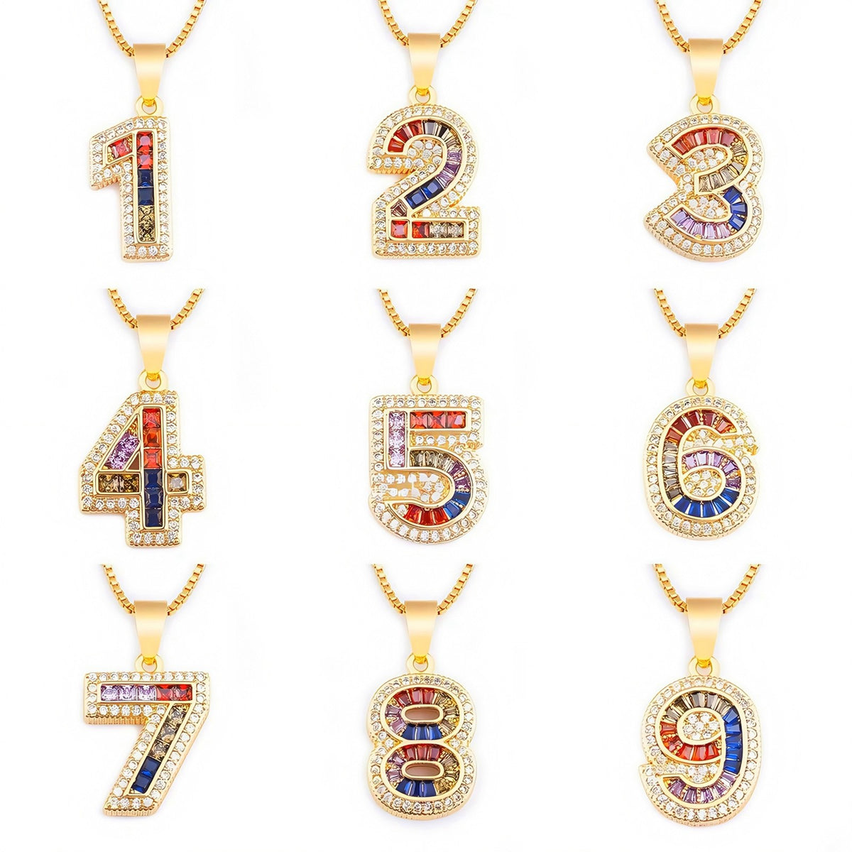 18k Classy Number Pendant Necklace