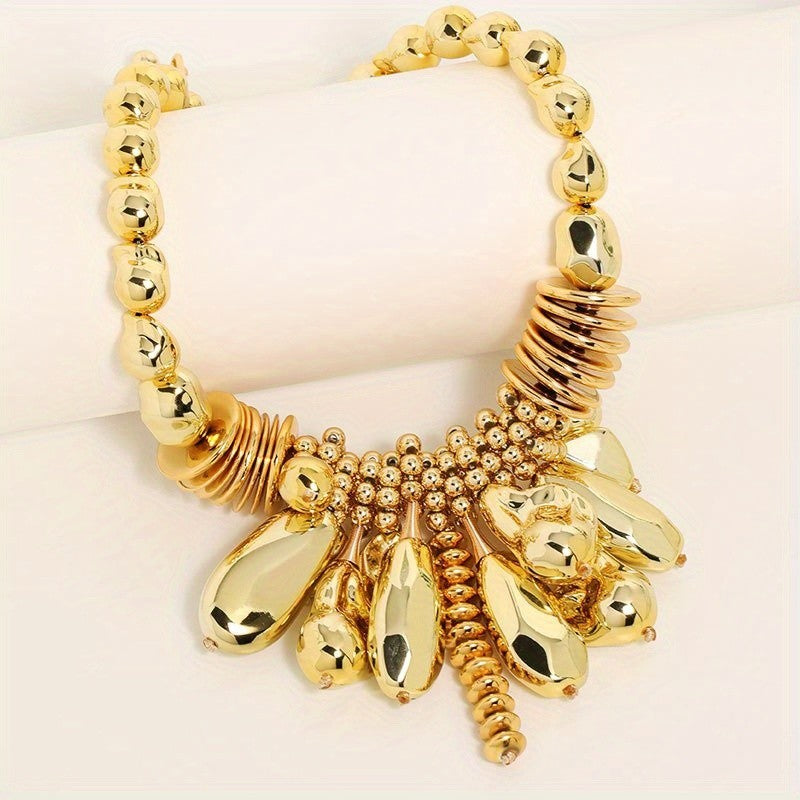 Boho Blue Teardrop Statement Necklace