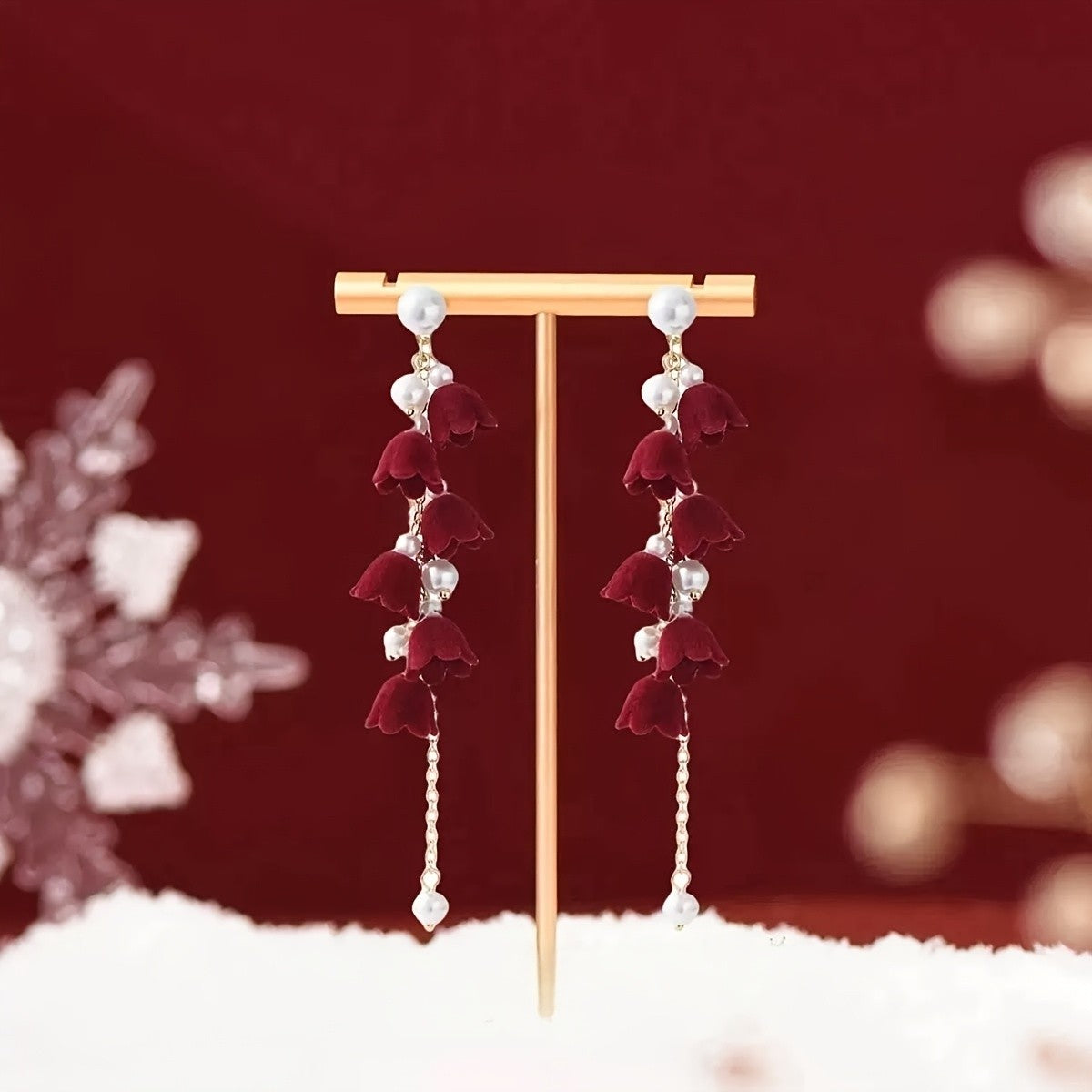 Romantic Red Velvet Bow Earring Set