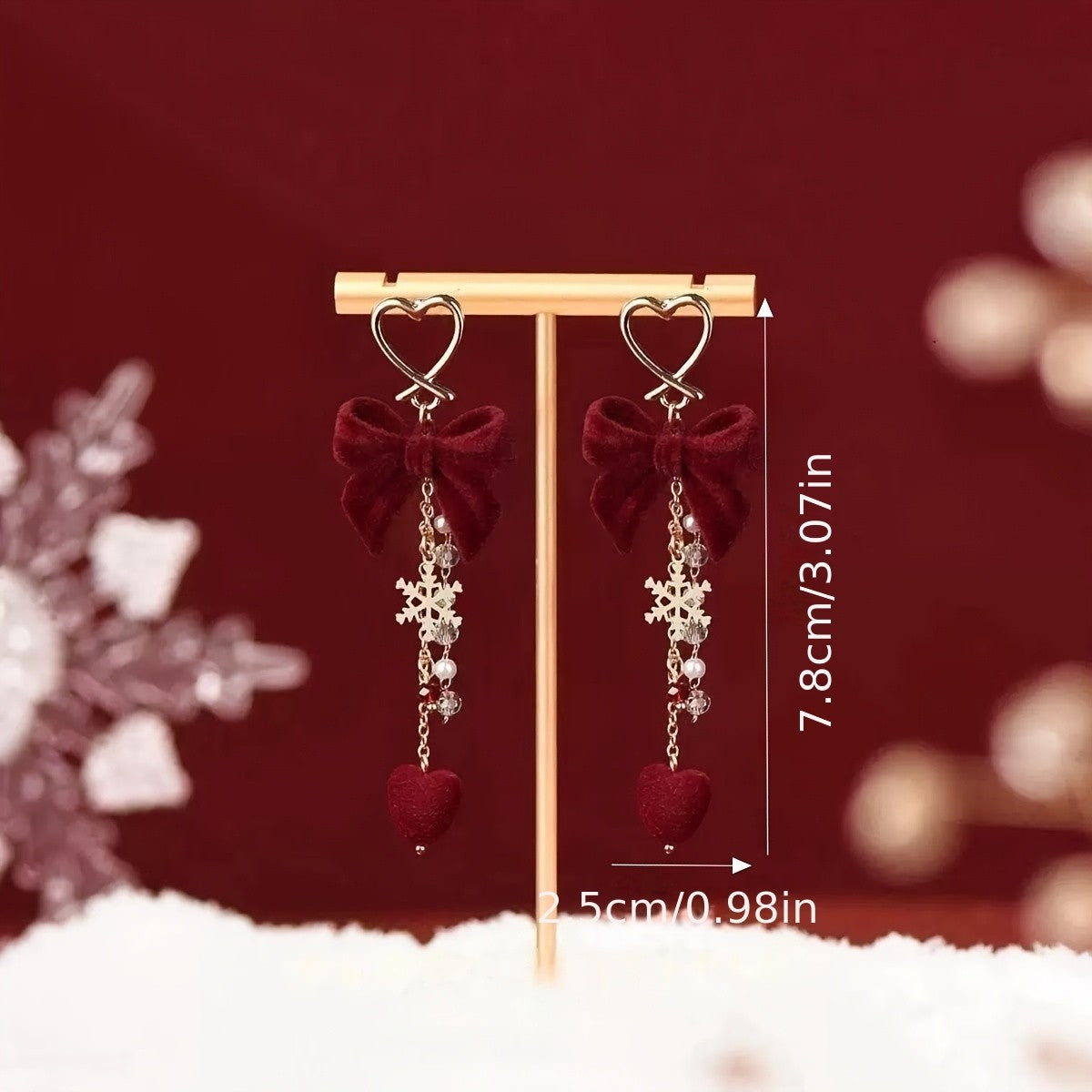 Romantic Red Velvet Bow Earring Set