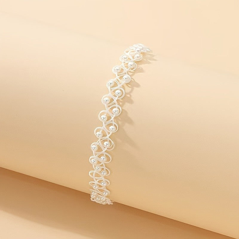 Boho Woven Pearl Choker Necklace