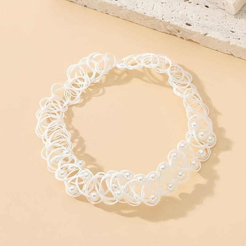 Boho Woven Pearl Choker Necklace