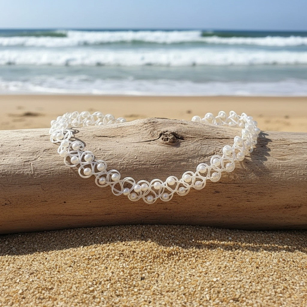 Boho Woven Pearl Choker Necklace