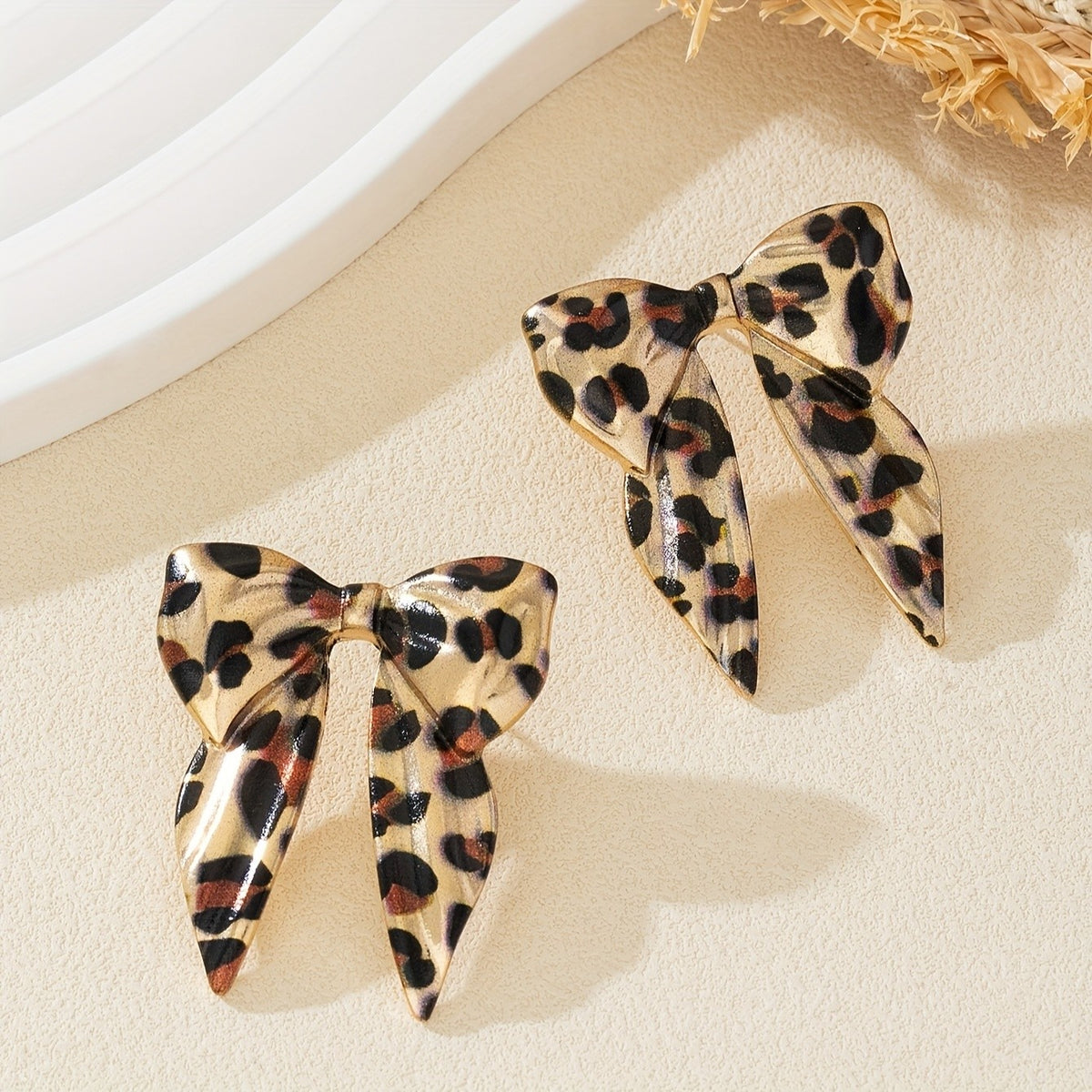 Classy Leopard Print Bow Earrings