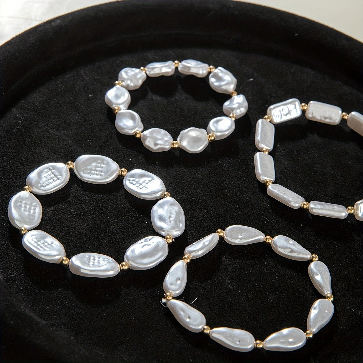4pc Elegant Baroque Pearl Bracelet Set