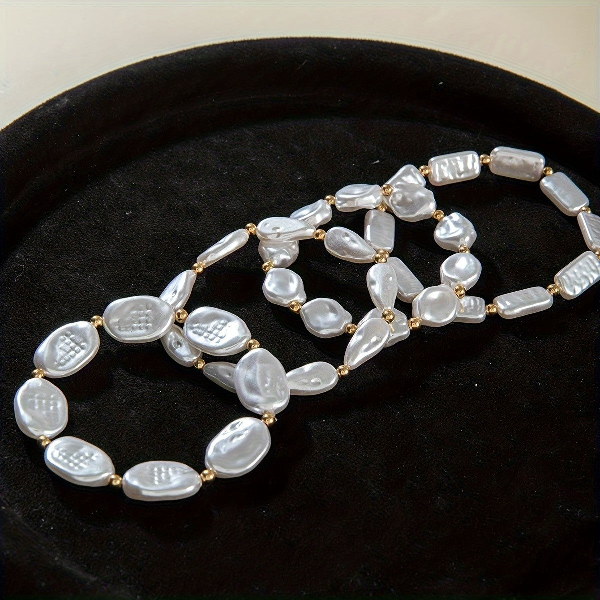 4pc Elegant Baroque Pearl Bracelet Set