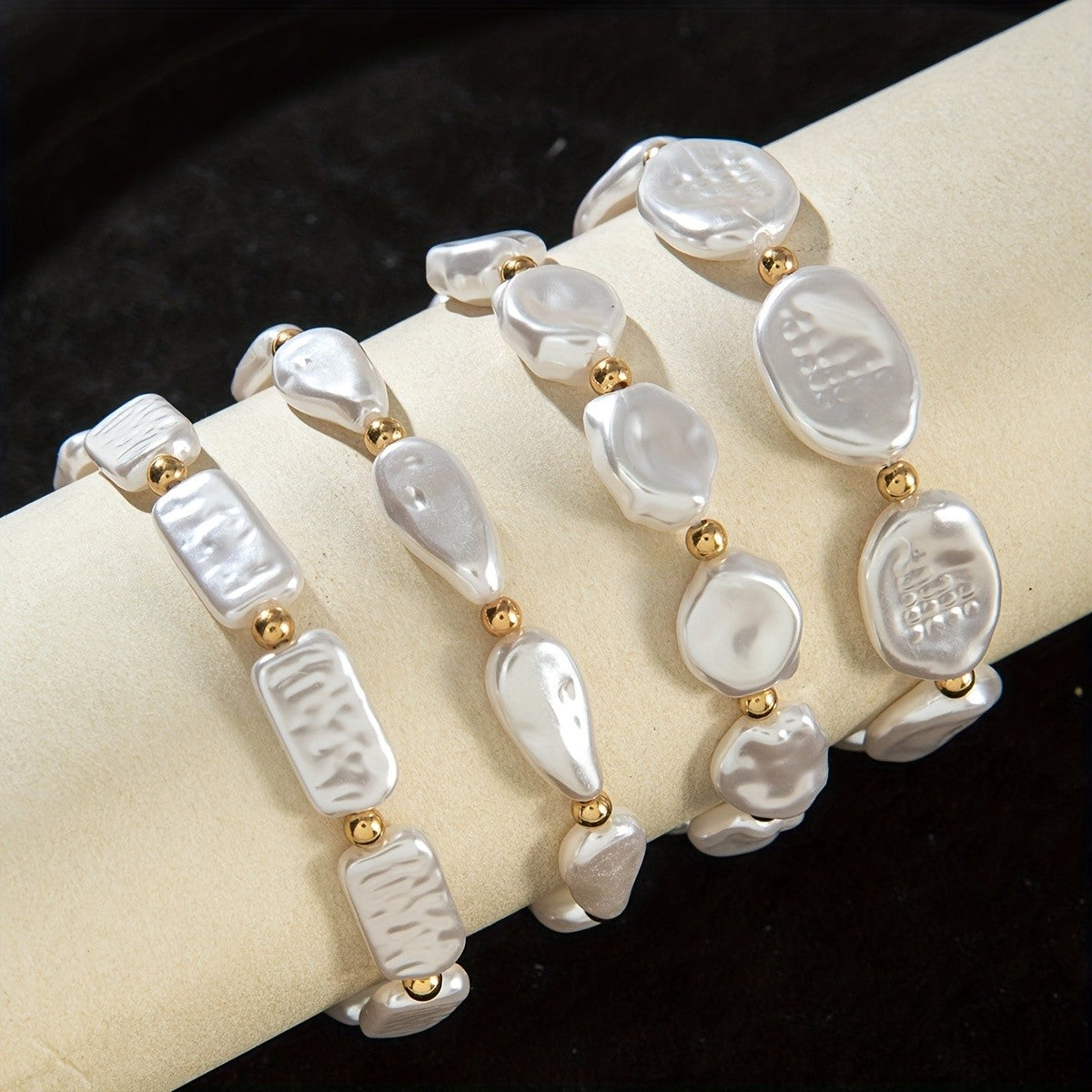 4pc Elegant Baroque Pearl Bracelet Set