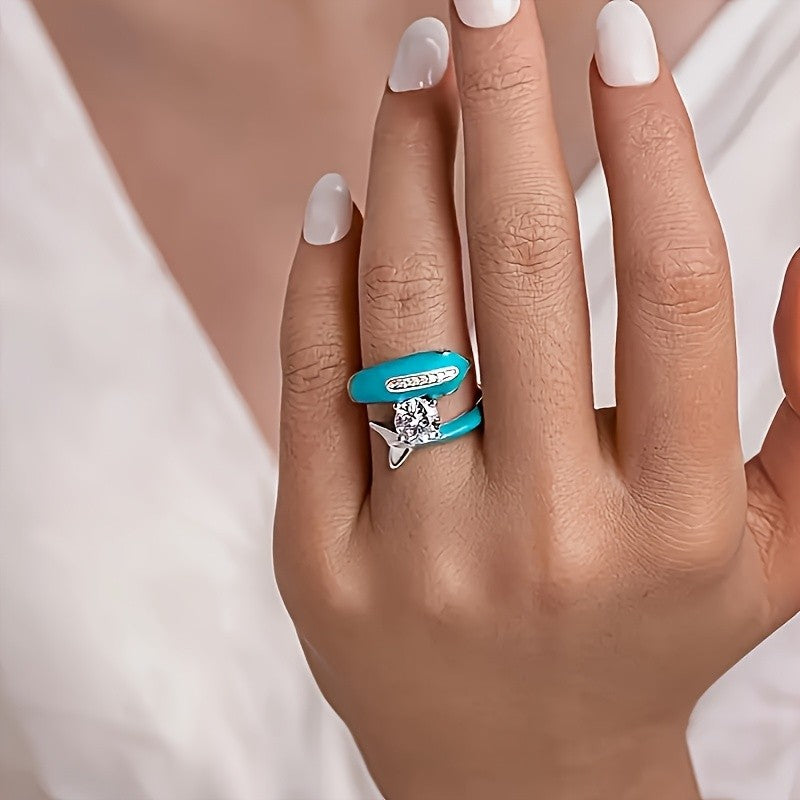 Dainty Turquoise Dolphin Ring