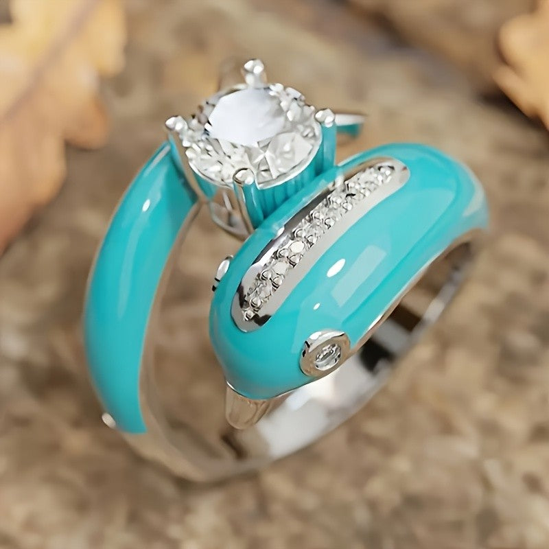 Dainty Turquoise Dolphin Ring