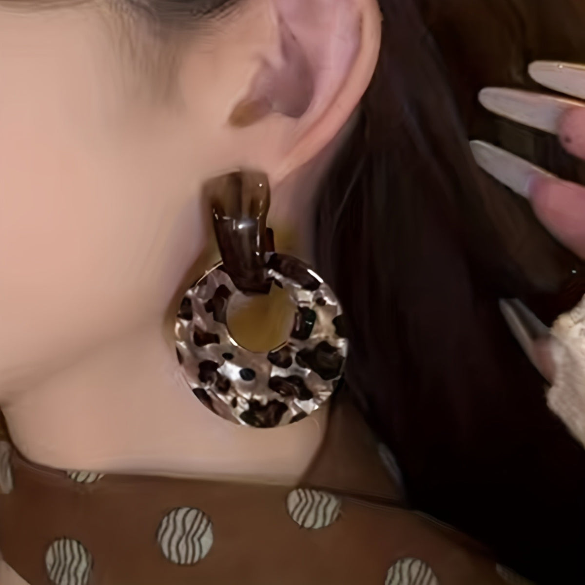 Vintage Leopard Print Resin Hoop Earrings