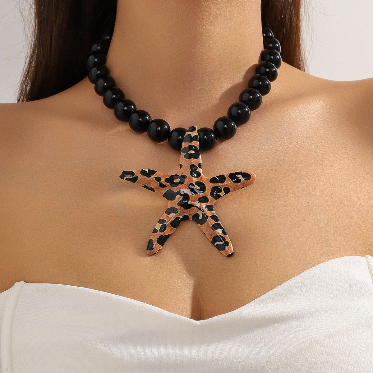 Boho Leopard Starfish Beaded Necklace