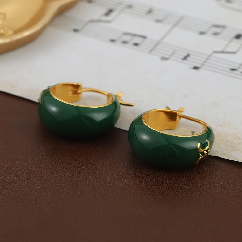 18k Vintage Black Horseshoe Hoop Earrings