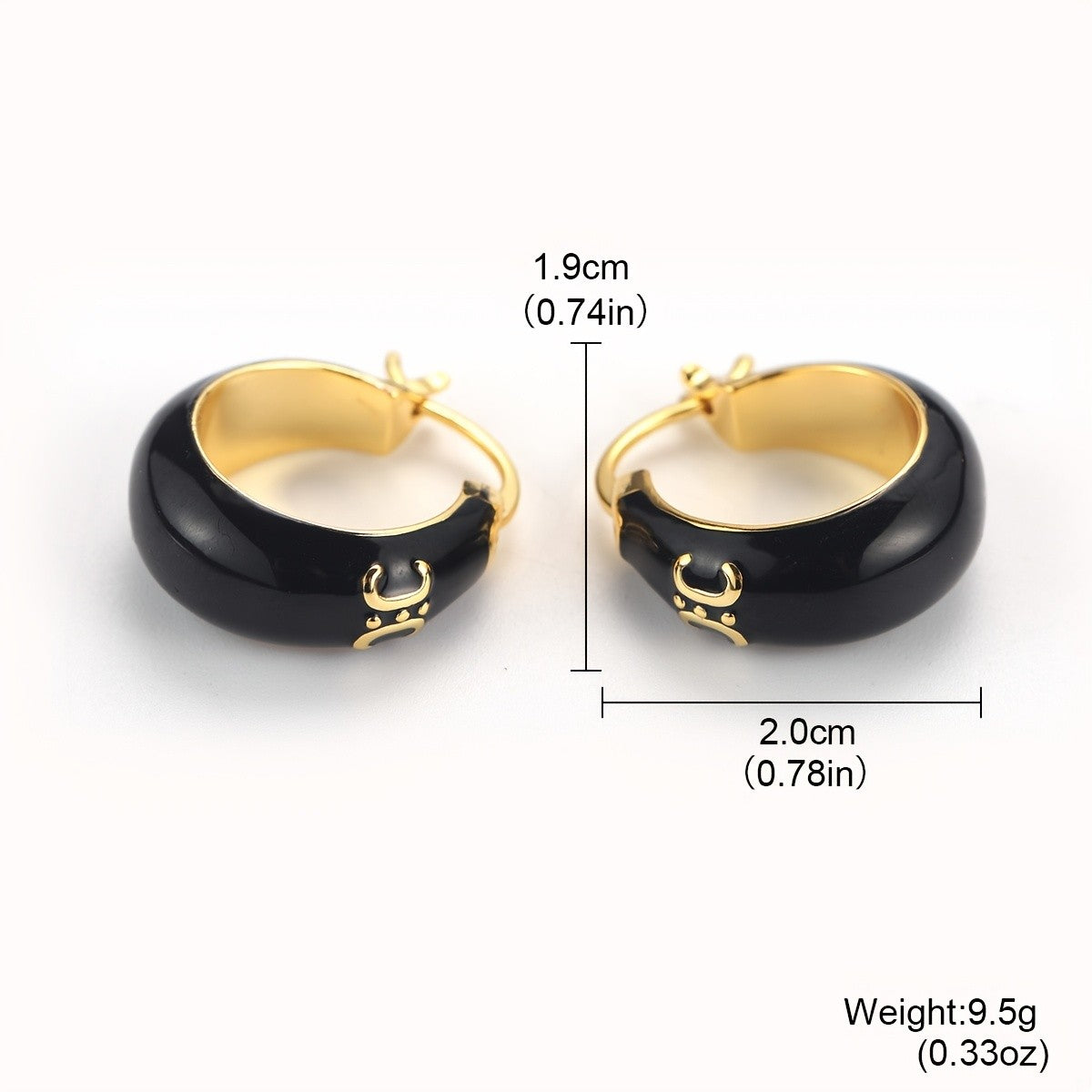 18k Vintage Black Horseshoe Hoop Earrings