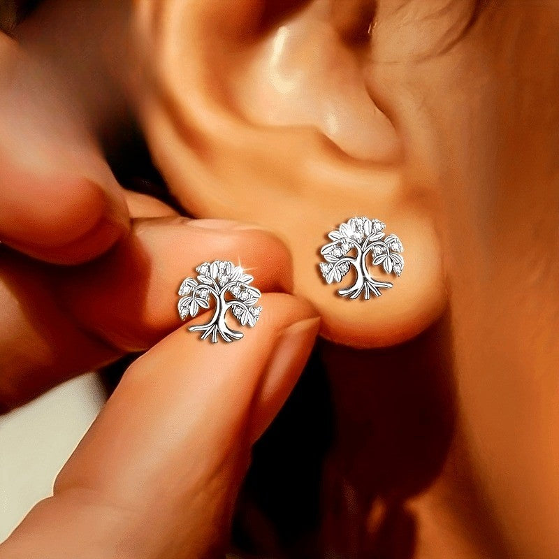 Elegant Tree of Life Stud Earrings