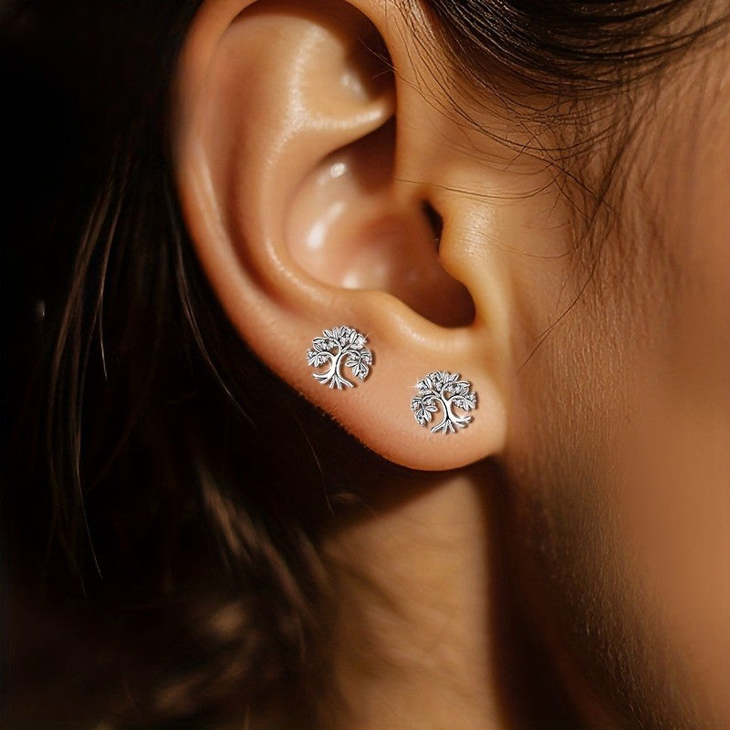Elegant Tree of Life Stud Earrings