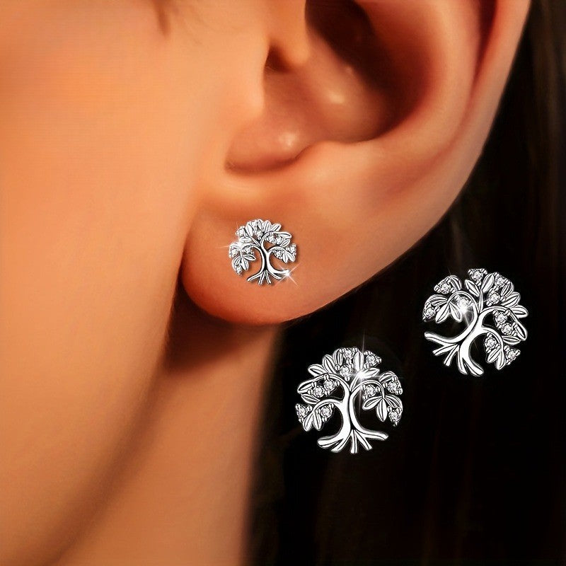 Elegant Tree of Life Stud Earrings