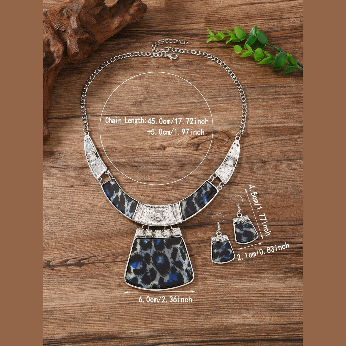 Classy Leopard Print Necklace & Earring Set