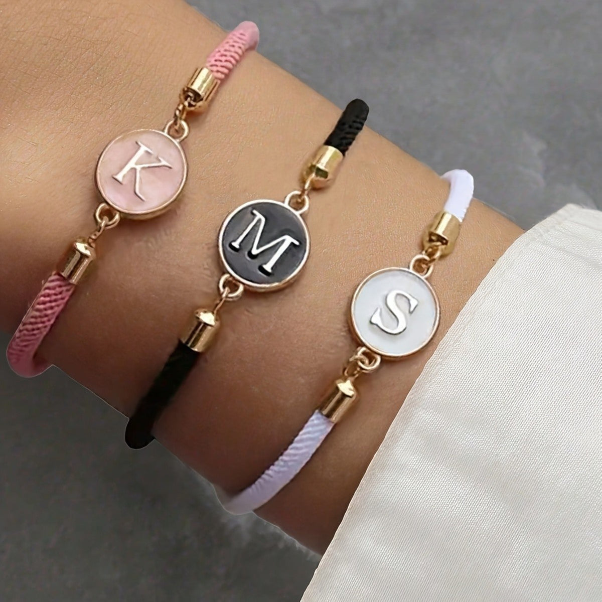 14k Dainty Woven Initial Bracelet