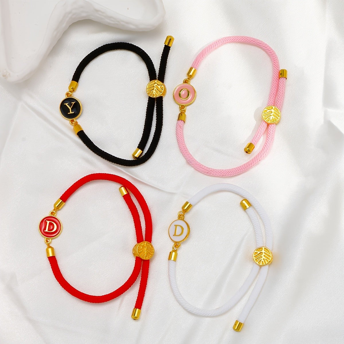 14k Dainty Woven Initial Bracelet