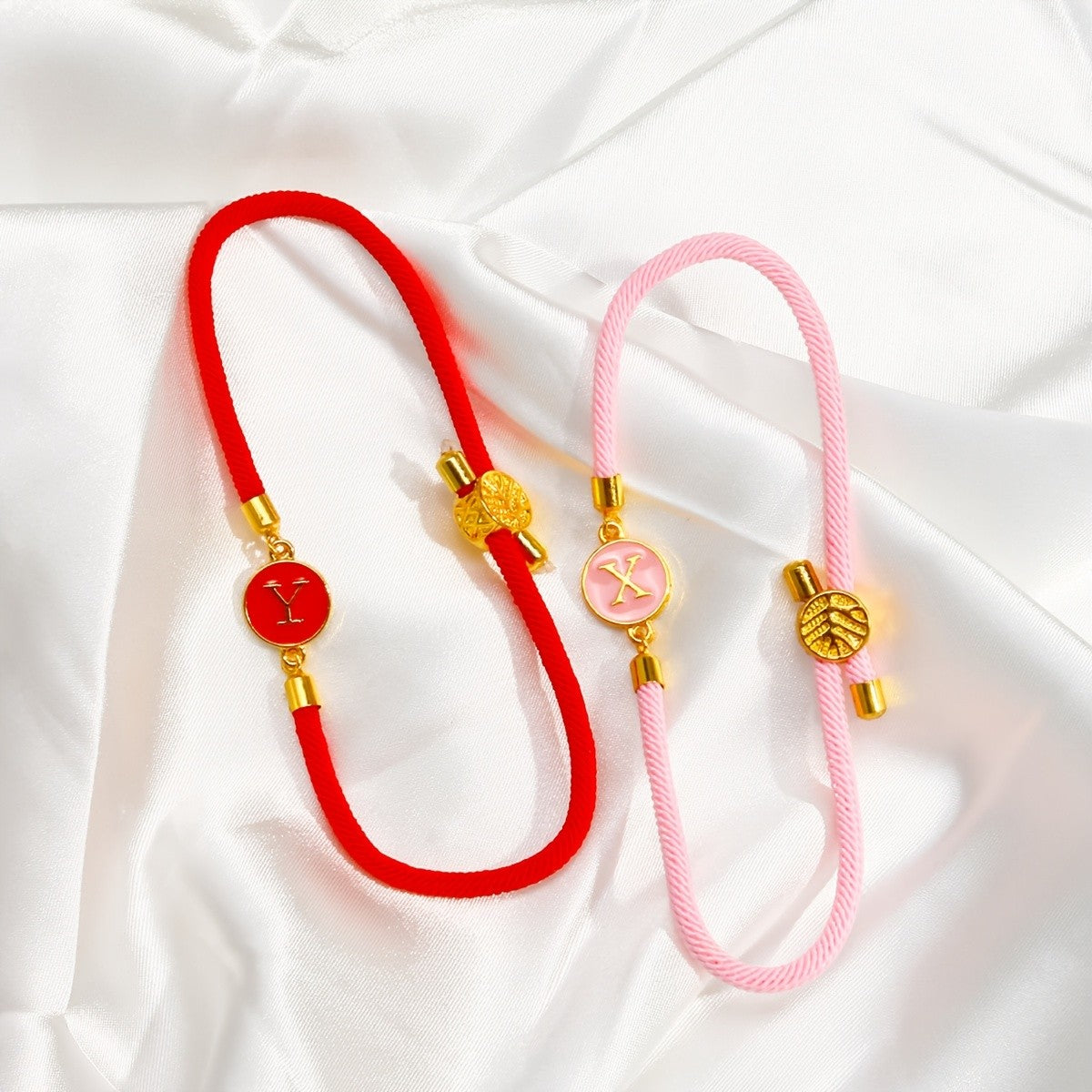 14k Dainty Woven Initial Bracelet