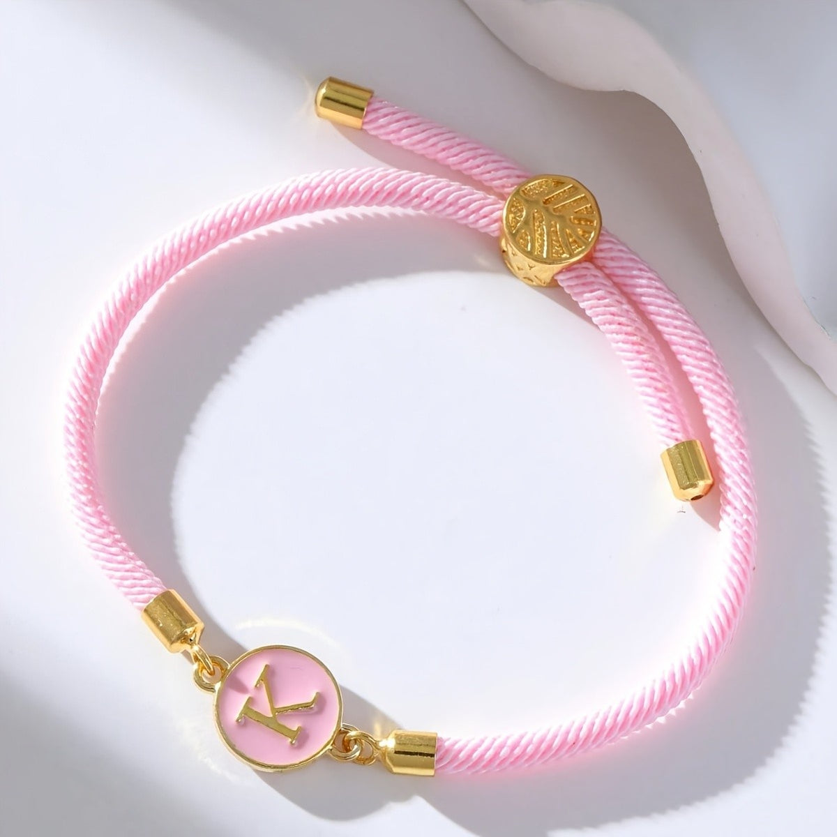 14k Dainty Woven Initial Bracelet