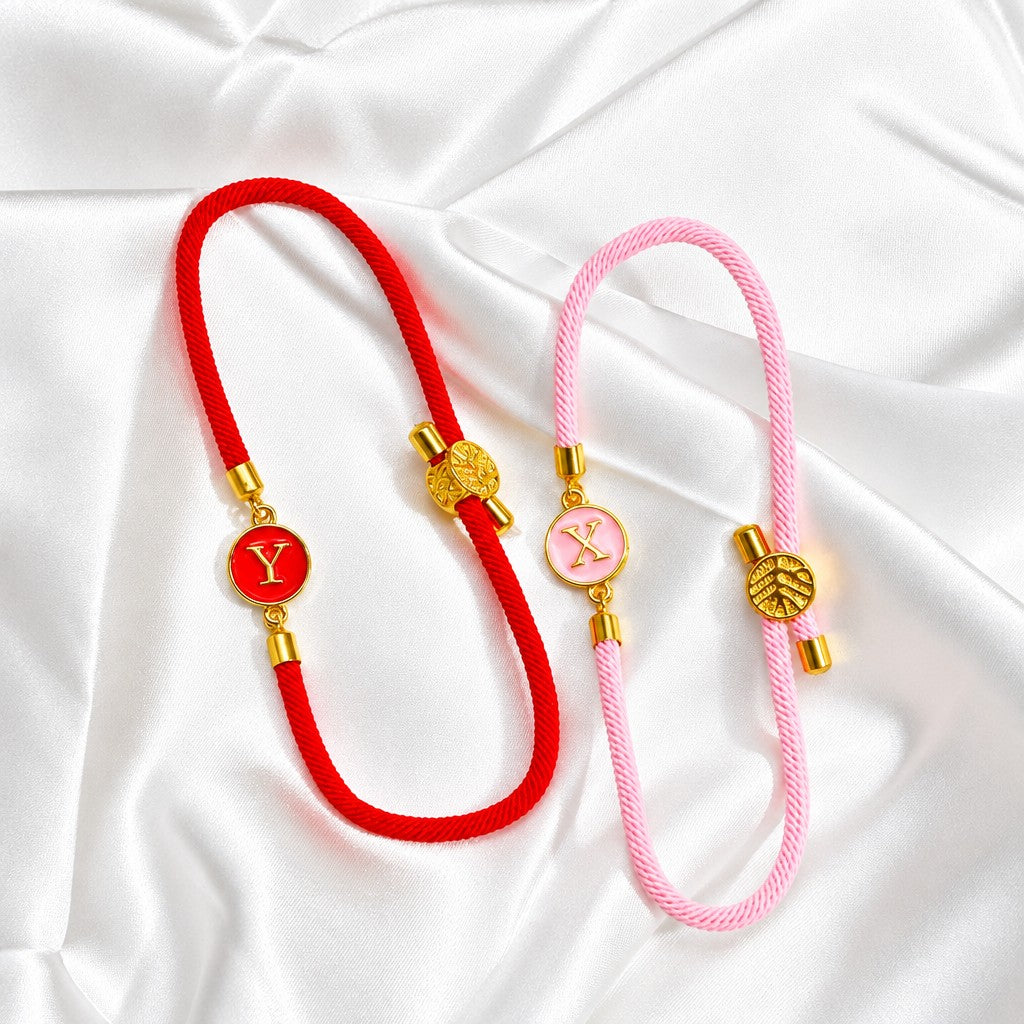 14k Dainty Woven Initial Bracelet
