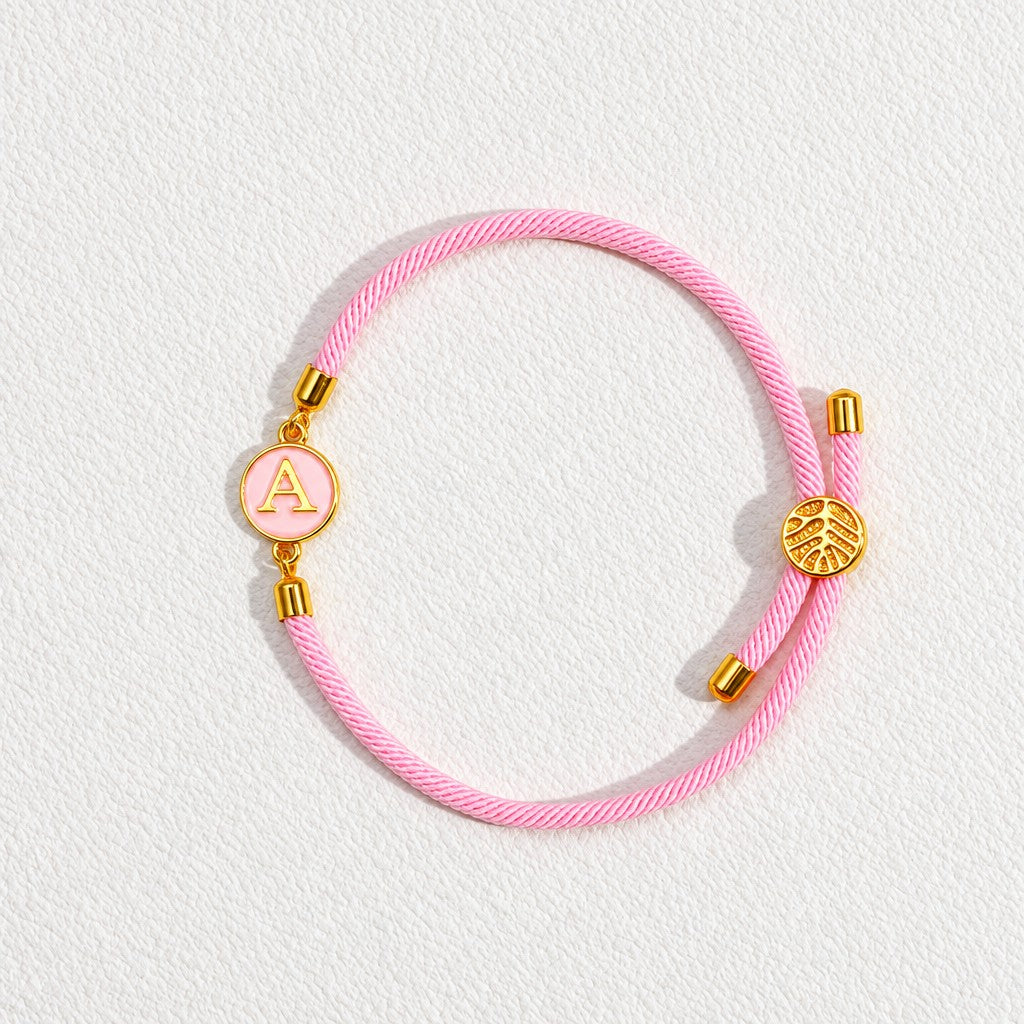14k Dainty Woven Initial Bracelet