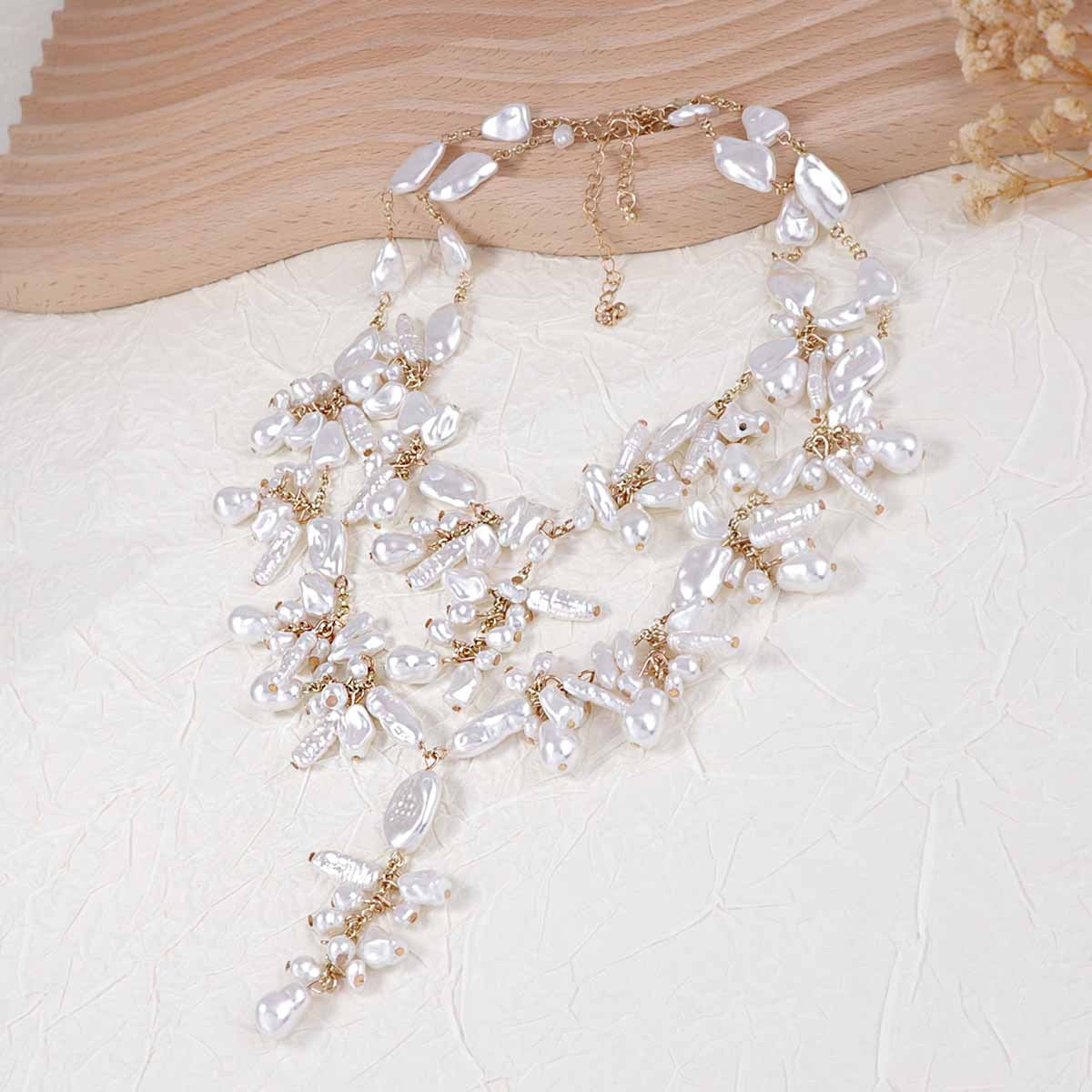 Elegant Cascading Faux Pearl Y-Necklace