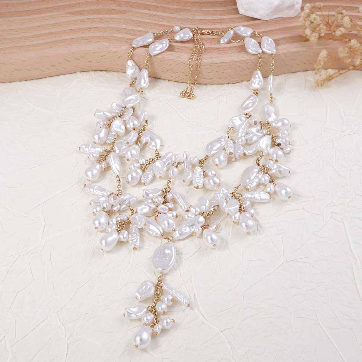 Elegant Cascading Faux Pearl Y-Necklace