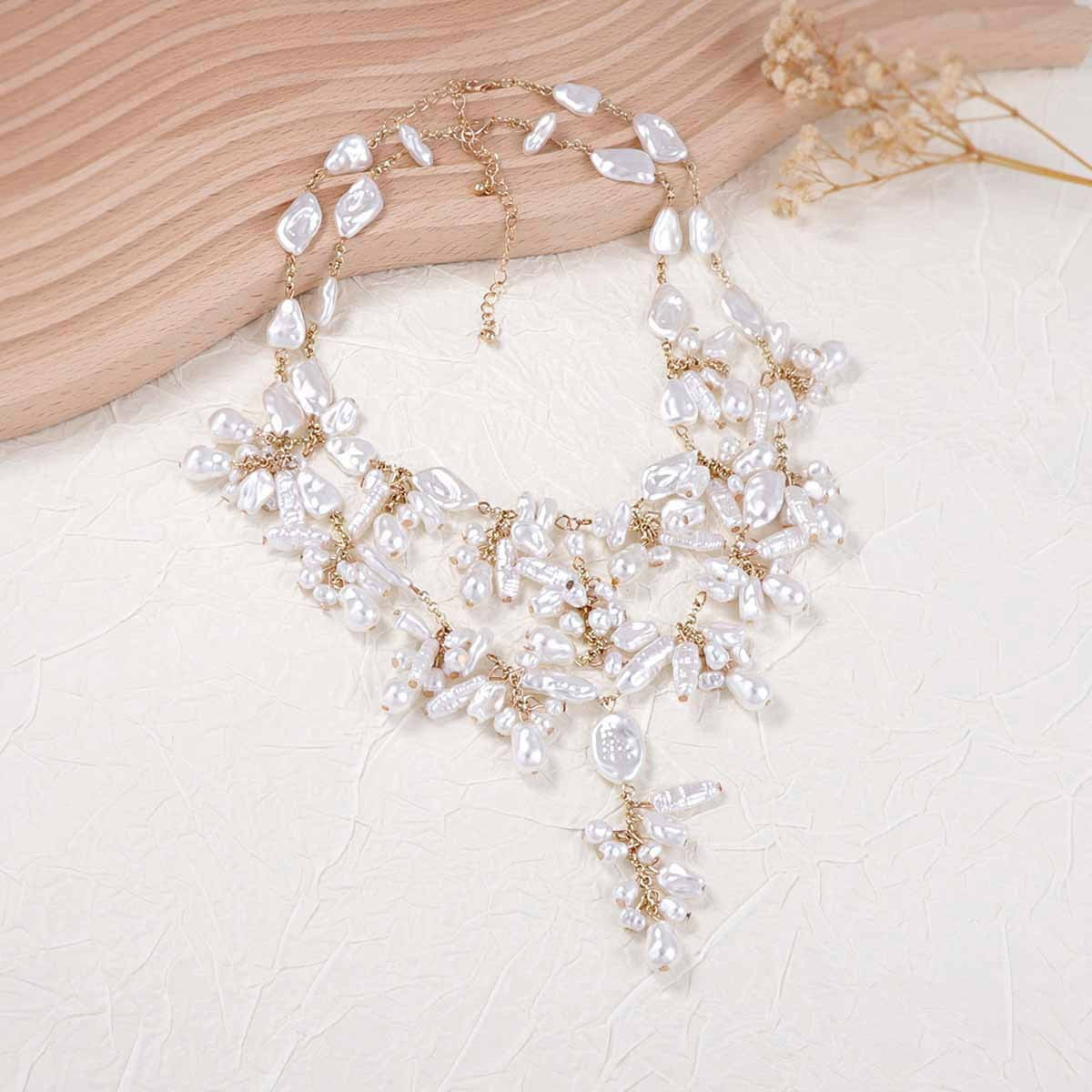 Elegant Cascading Faux Pearl Y-Necklace