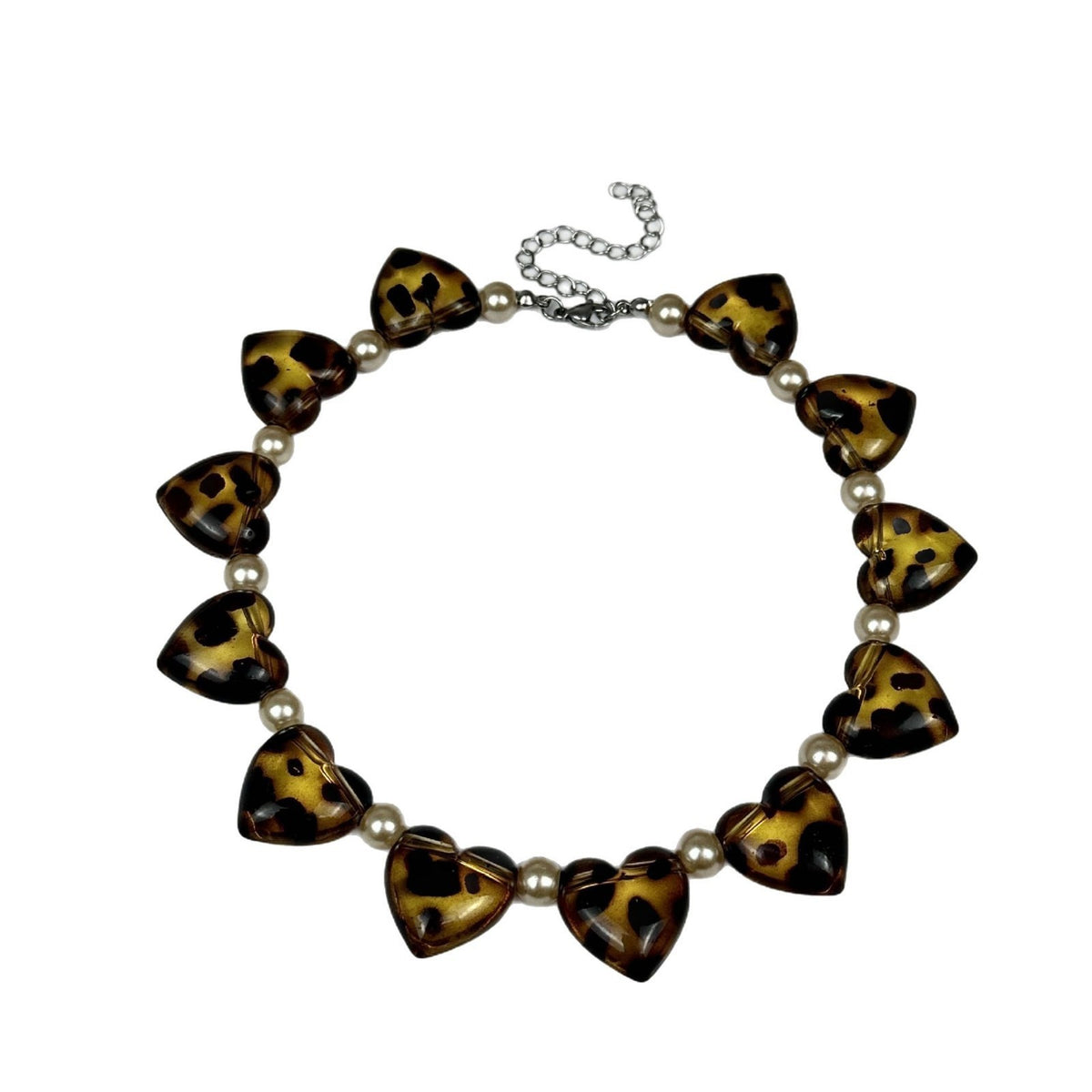 Vintage Tortoise Shell Heart Pearl Necklace
