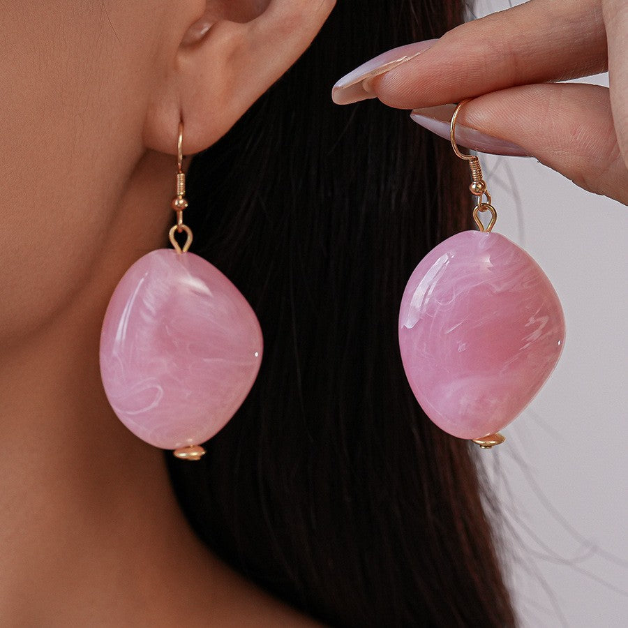 Romantic Pink Acrylic Oval Bead Necklace